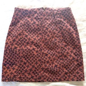 Free People Modern Femme Rust Orange/Red Print Mini Skirt Size 0